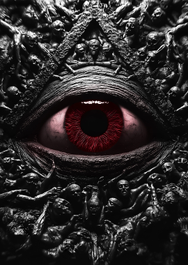 Demonic Eye Surrounded by Tormented Souls
