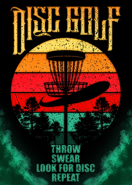 Disc Golf Sunset Retro Design