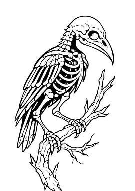 Skeleton Bird on a Branch