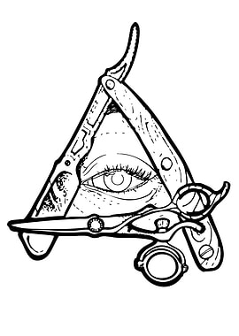 Barber Tools and Eye Symbol