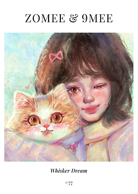 Cute Cat Poster – Girl and Cat Illustration | Whisker Dream #77
