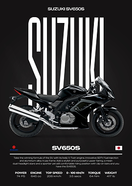 Suzuki SV650S Motorcycle Poster