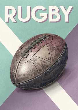 Rugby Ball Vintage Poster