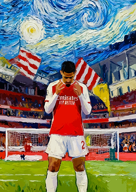 Football Player in Starry Night Style