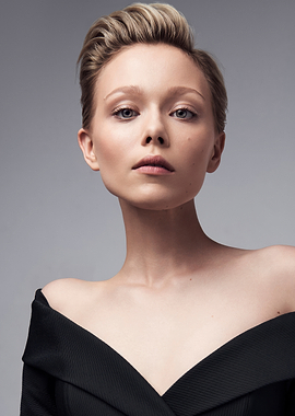 Ivanna Sakhno in Off-the-Shoulder Black Dress