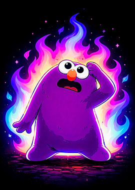 Purple Monster on Fire