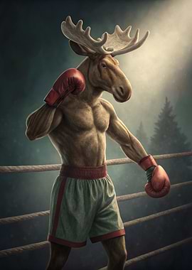 Boxing Moose in a Ring