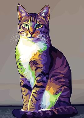 Stylized Tabby Cat Portrait