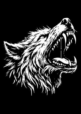 White Wolf Head Roaring