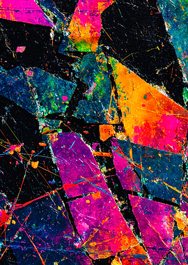 Colorful Abstract Neon Shard Collage