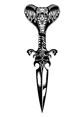 Cobra Skull Dagger Tattoo Design