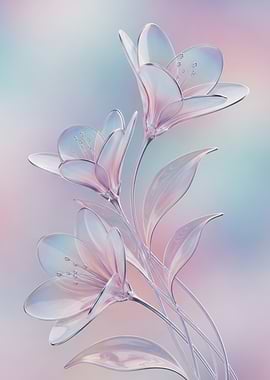 Iridescent Glass Lily Flowers