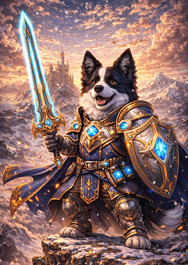 Corgi Knight with Glowing Sword