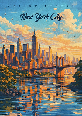 New York City Skyline at Sunset