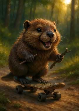 Beaver on a Skateboard