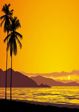 Tropical Sunset Over the Ocean