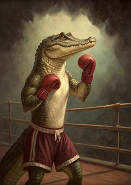 Boxing Alligator in Ring