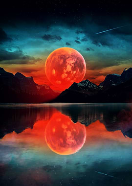 Surreal Lunar Landscape Reflection