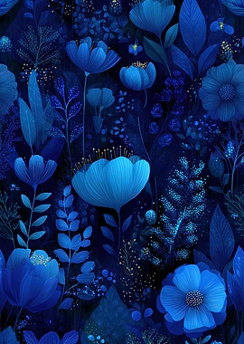 Enchanted Blue Floral Pattern