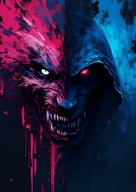 Split Wolf and Hooded Figure