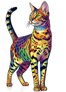Colorful Bengal Cat Portrait