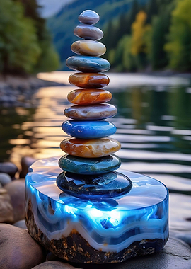 Zen Stone Stack by River
