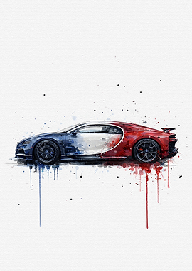 Bugatti Chiron Watercolor Art