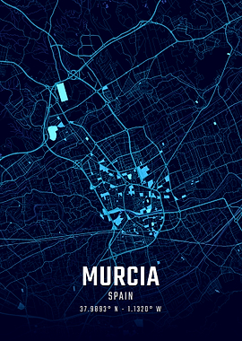 Murcia Spain Midnight City Map