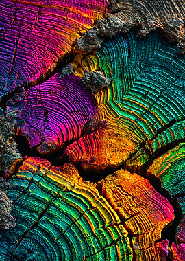 Vibrant Rainbow Wood Grain Metallic