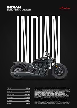 Indian Scout Sixty Bobber Motorcycle Poster