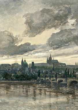 Prague cityscape with Charles Bridge