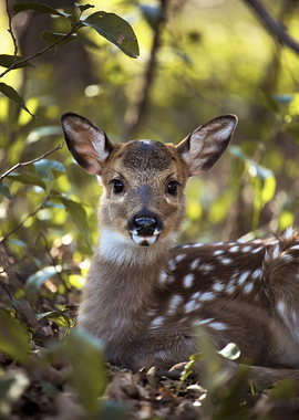 Fawn resting in foliage