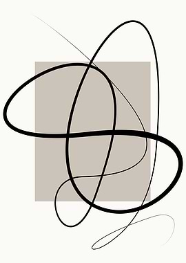 Abstract Black Lines on Beige Square