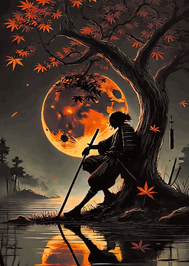 Samurai Under a Blood Moon