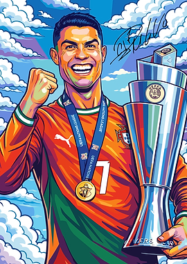 Cristiano Ronaldo with UEFA Nations League Trophy