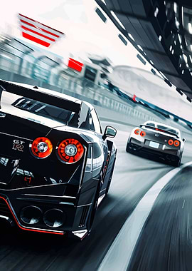 Nissan GT-R Race Cars on Track