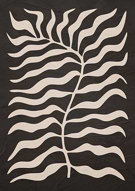 Abstract Beige Leaf on Dark Textured Background