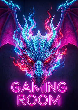 Neon Dragon Gaming Room Sign