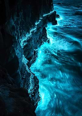 Waves Crashing on Cliffs