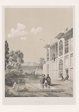 Palace Garden with Fountain and Figures