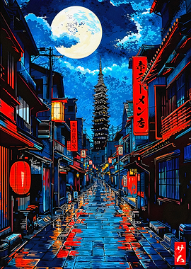 Neon Tokyo Street at Night