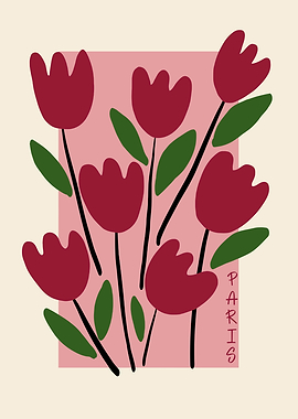 Minimalist Floral Art with Paris Text