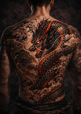 Dragon Tattoo on Man's Back