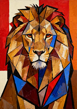 Geometric Lion Portrait Painting