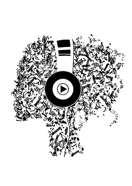 Headphones with Musical Notes