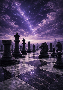 Chess Game Under a Starry Sky