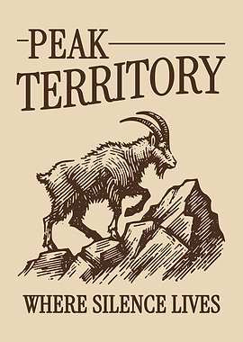 Mountain Goat Peak Poster Vintage Engraving Style Alpine Landscape Wall Art Nature Lover Decor