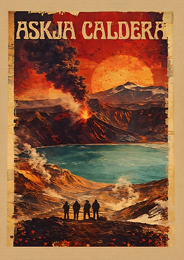 Askja Caldera Vintage Poster