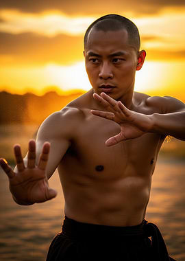 Martial Artist at Sunset