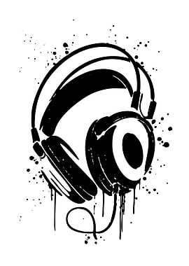 Black and White Graffiti Headphones